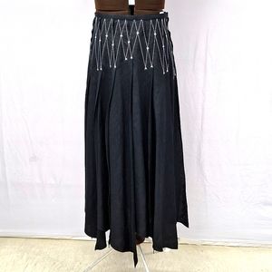 Georges Rech Paris Synonyme Linen Handkerchief Embroidered Black Skirt 42 NWOT